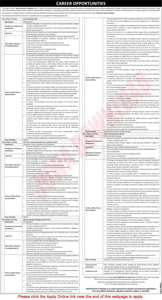 National Bank of Pakistan Jobs September 2025